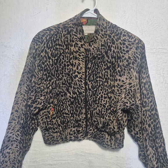 Vintage 80s Platinum Petites by Dorothy Schoelen Leopard Jacket M Mob Wife USA - Picture 1 of 12